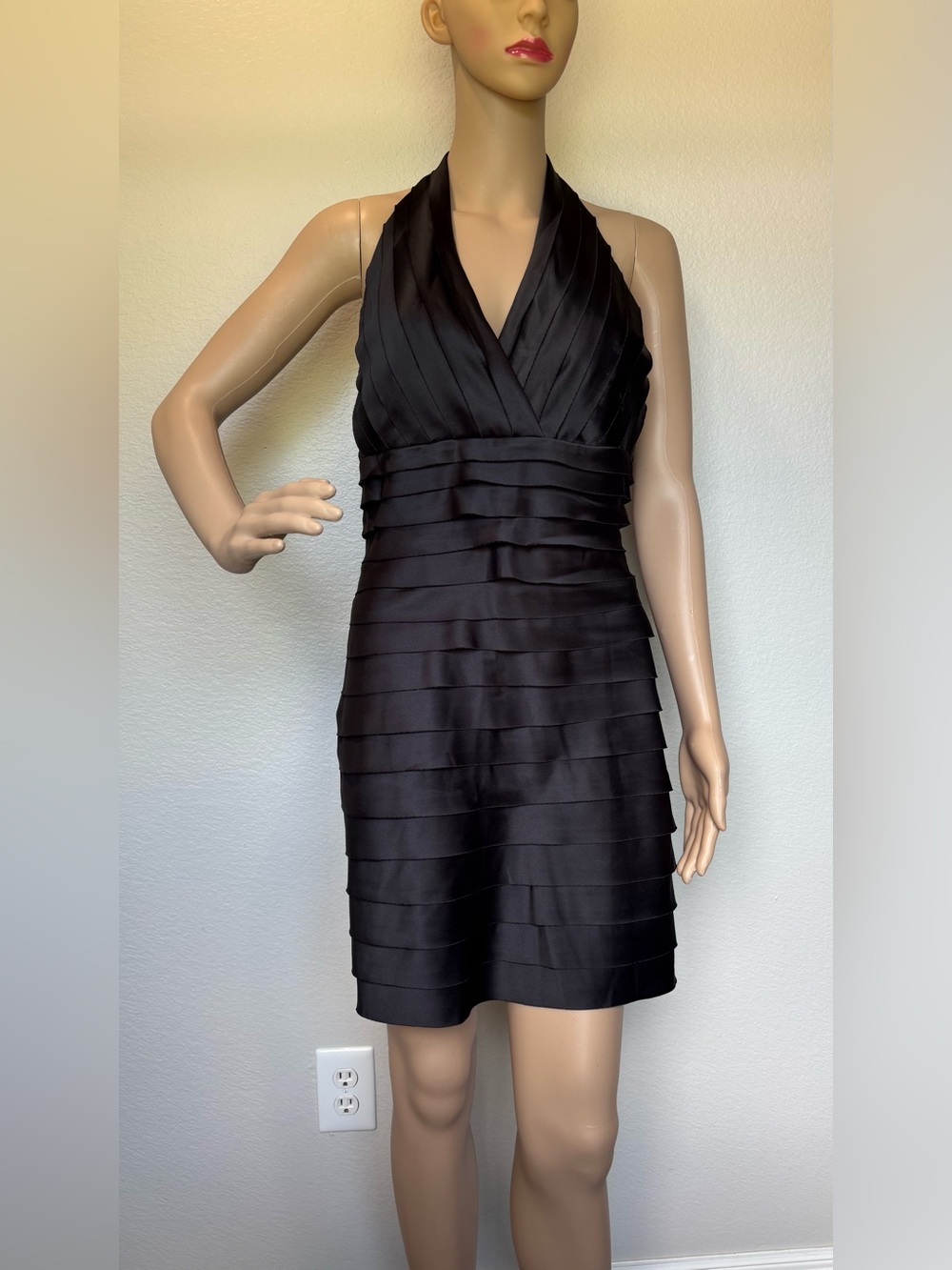 JS Collections Black Halter Bandage Cocktail Dress & Stole Wrap - Picture 3 of 15